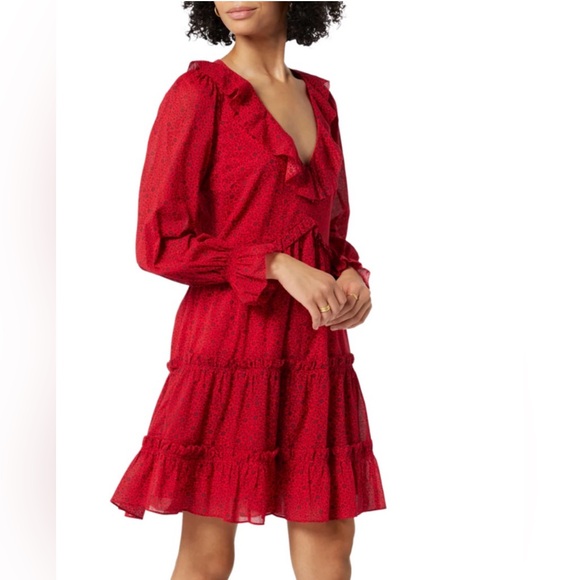 JOIE ADANSON 💯% Cotton MINI DRESS IN TRUE RED PLUM PERFECT, Size 6 - Picture 2 of 13